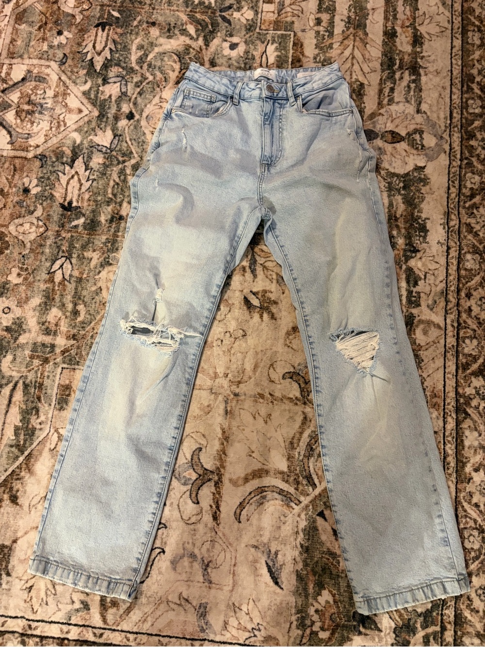Cotton On Curvy Straight  Blue Distressed Women's Jeans - 30
